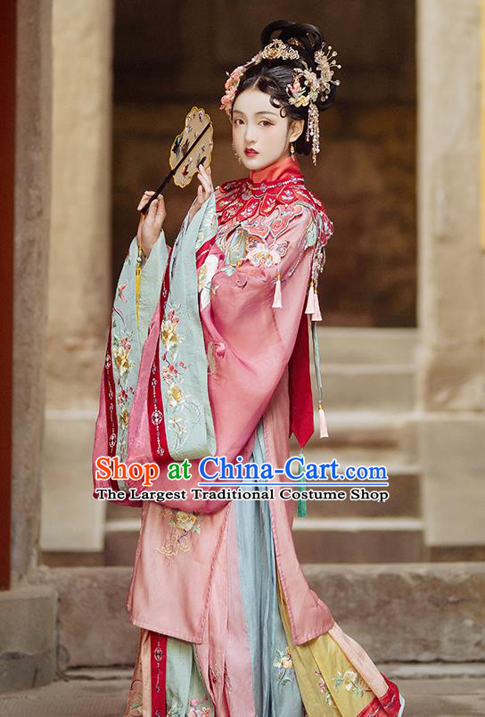 China Traditional Ming Dynasty Princess Embroidered Historical Costumes Ancient Royal Infanta Hanfu Clothing Complete Set