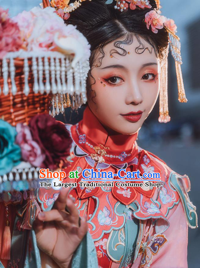 China Traditional Ming Dynasty Princess Embroidered Historical Costumes Ancient Royal Infanta Hanfu Clothing Complete Set