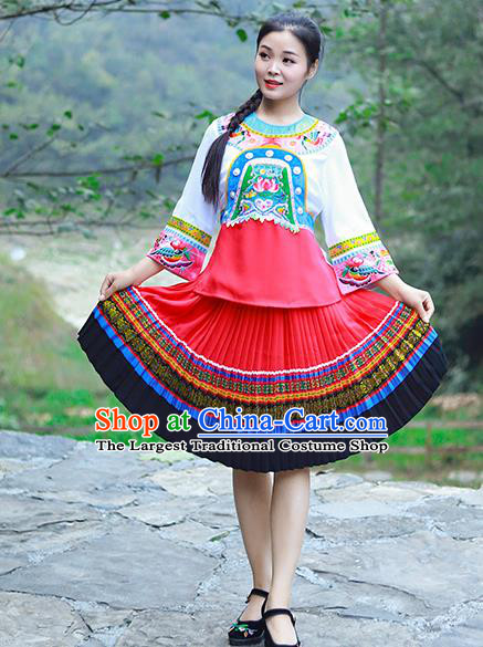Chinese Miao Nationality Young Lady Clothing Hmong Ethnic Folk Dance Costumes