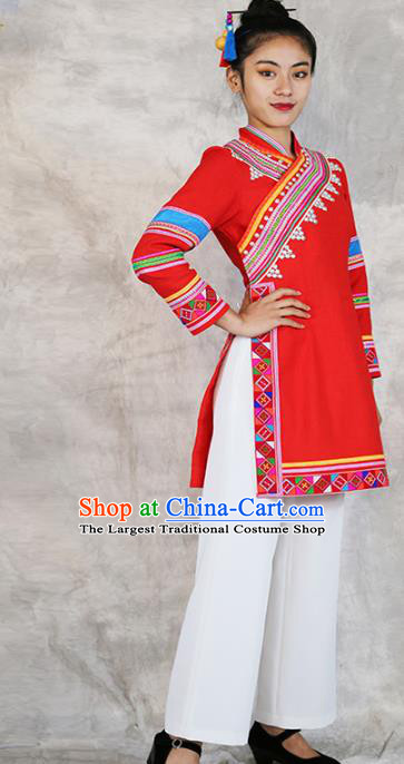 Chinese Yunnan Nationality Folk Dance Dress Outfits Ethnic Woman Costume Lahu Minority Informal Clothing