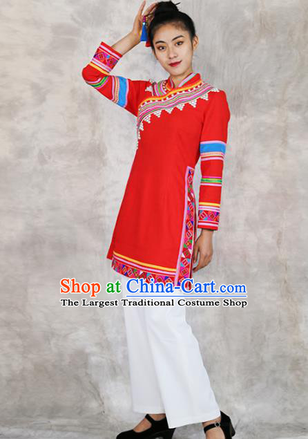 Chinese Yunnan Nationality Folk Dance Dress Outfits Ethnic Woman Costume Lahu Minority Informal Clothing