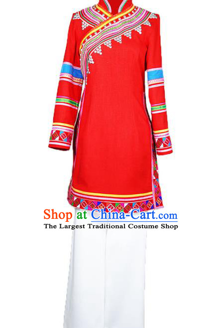 Chinese Yunnan Nationality Folk Dance Dress Outfits Ethnic Woman Costume Lahu Minority Informal Clothing