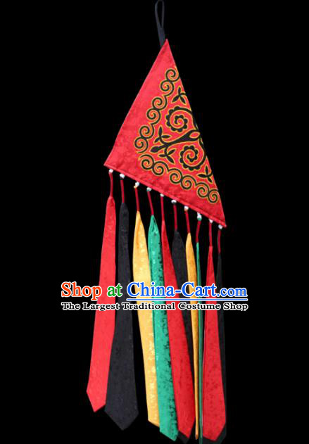 China Traditional Yi Nationality Red Waist Accessories Liangshan Ethnic Minority Triangle Sachet Pendant