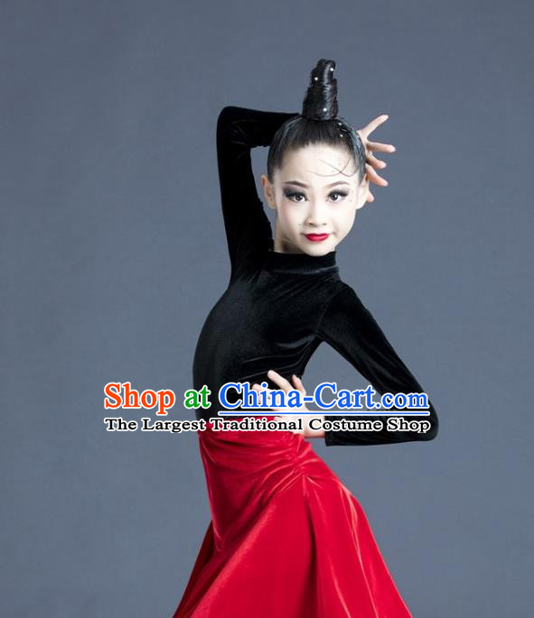 Top Modern Dance Clothing Children Latin Dance Dress Professional Dance Costume
