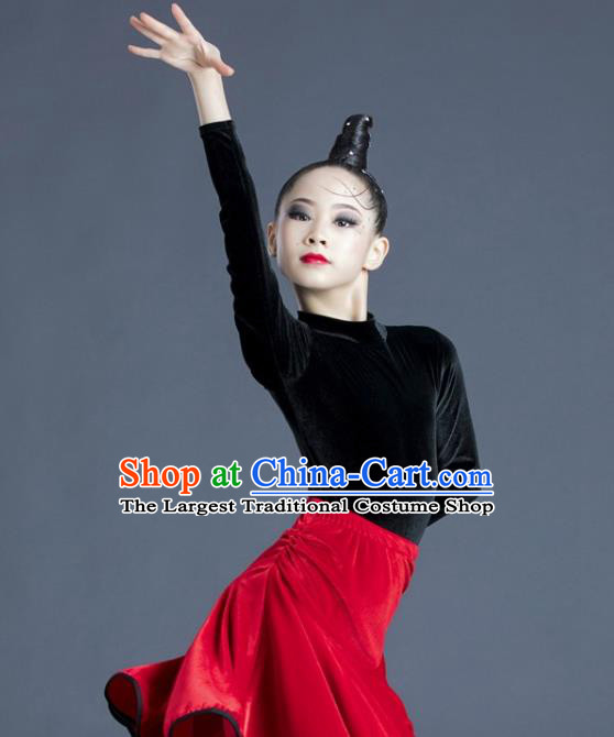 Top Modern Dance Clothing Children Latin Dance Dress Professional Dance Costume
