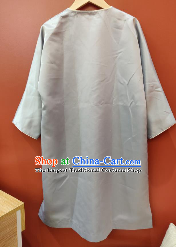 Chinese National Women Clothing Traditional Embroidered Butterfly Grey Silk Cheongsam Classical Qipao Dress