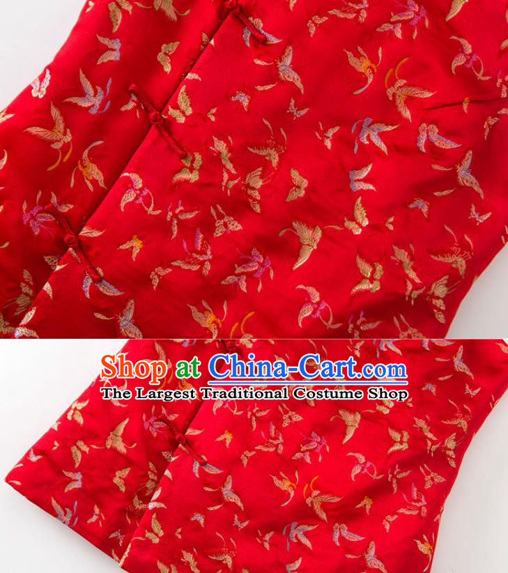 Chinese National Women Clothing Tang Suit Winter Red Waistcoat Classical Butterfly Pattern Vest