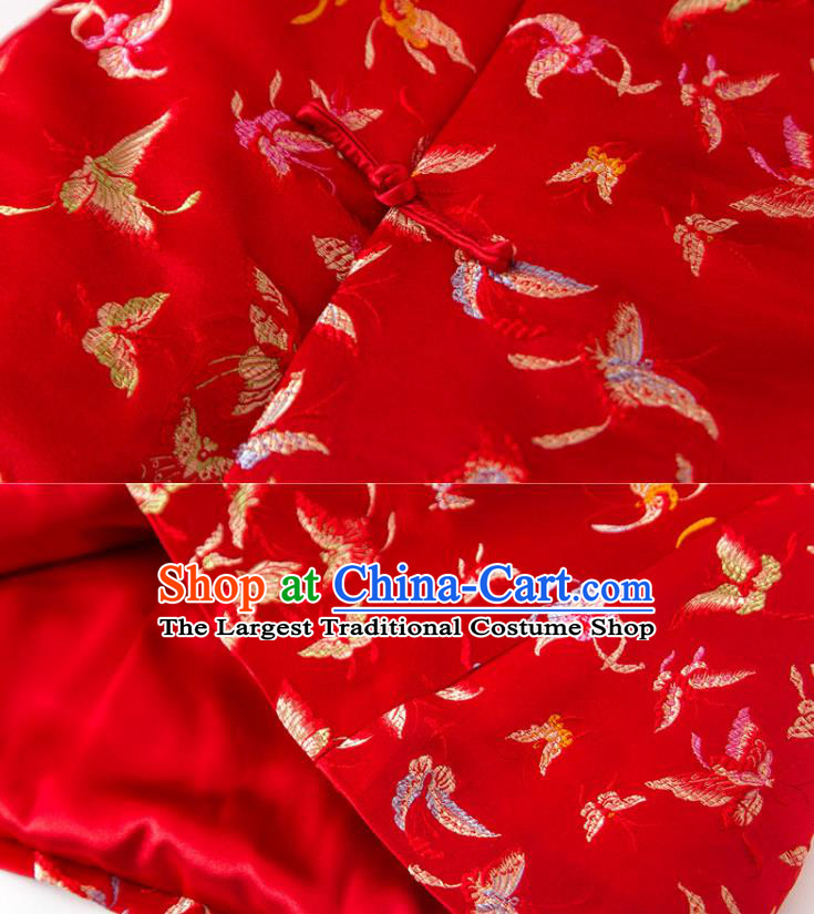 Chinese National Women Clothing Tang Suit Winter Red Waistcoat Classical Butterfly Pattern Vest