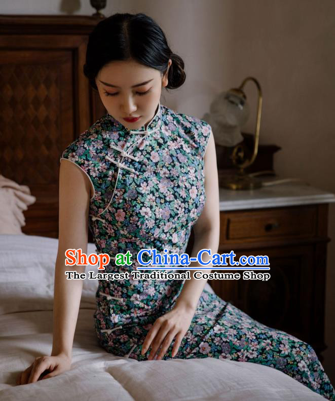 Republic of China Young Lady Qipao Dress Traditional National Women Clothing Classical Cheongsam