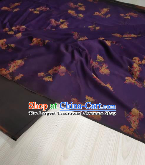 China Traditional Pear Blossom Pattern Gambiered Guangdong Gauze Cheongsam Satin Fabric Classical Purple Silk Cloth