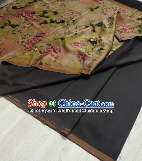 China Traditional Peach Blossom Pattern Gambiered Guangdong Gauze Cheongsam Silk Fabric Light Pink Satin Cloth