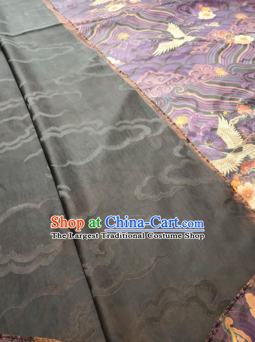 China Cheongsam Silk Fabric Traditional Wave Cranes Pattern Purple Gambiered Guangdong Gauze