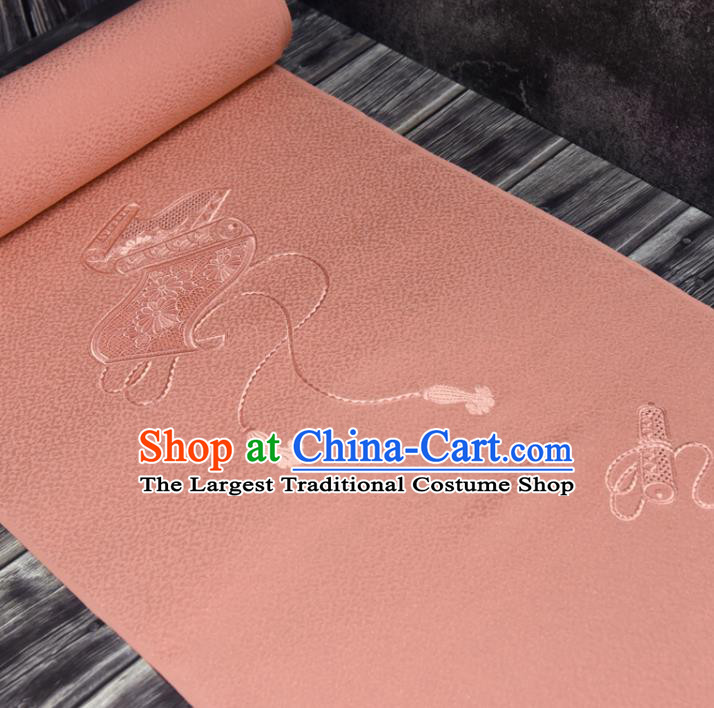 Traditional Japanese Pink Silk Fabric Asian Japan Kimono Classical Embroidered Pattern Brocade Material