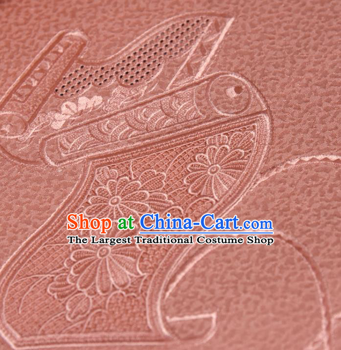 Traditional Japanese Pink Silk Fabric Asian Japan Kimono Classical Embroidered Pattern Brocade Material