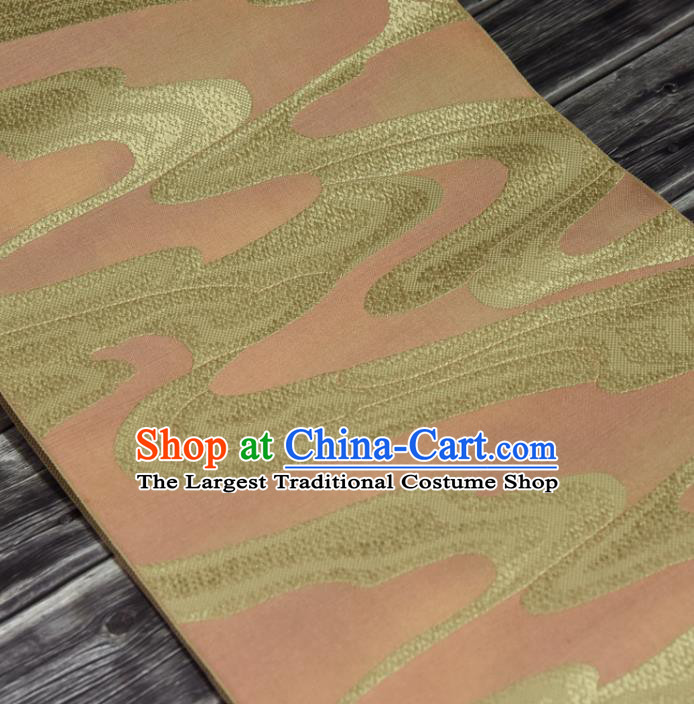 Traditional Japanese Belt Silk Fabric Asian Japan Kimono Classical Yellow Brocade Material