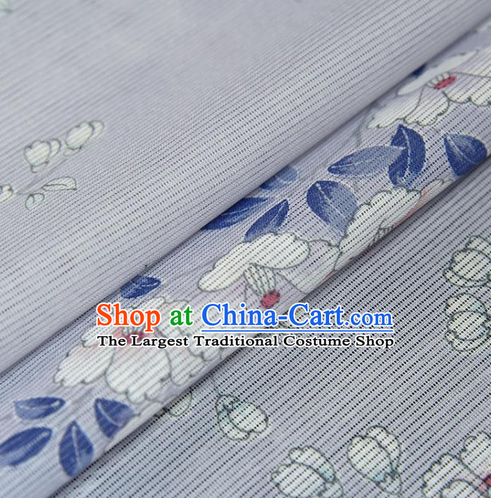 Asian Japan Classical Brocade Tapestry Traditional Qipao Dress Flowers Pattern Lilac Silk Fabric