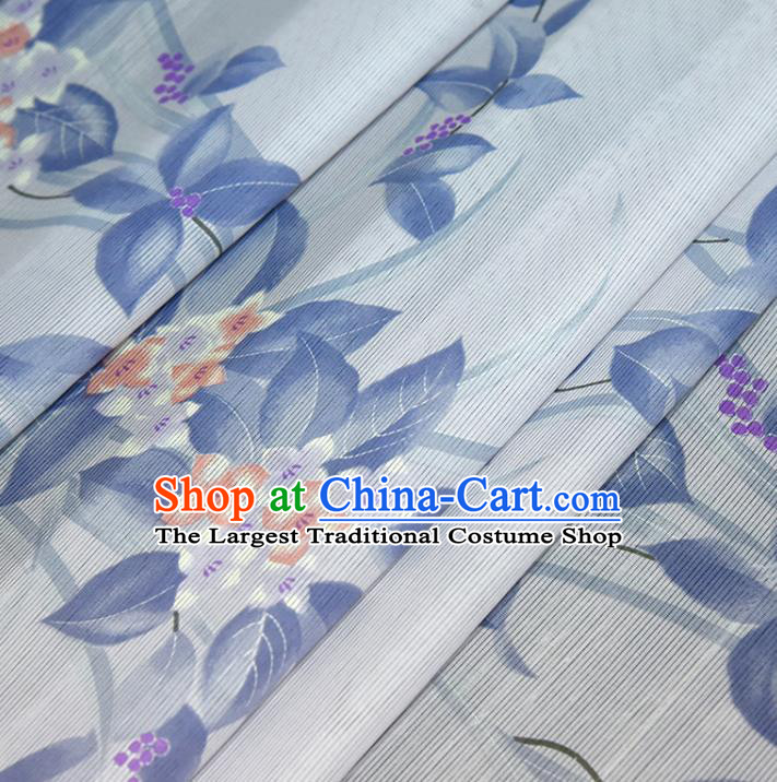 Asian Japan Classical Flowers Pattern Brocade Tapestry Traditional Qipao Dress Light Blue Silk Fabric
