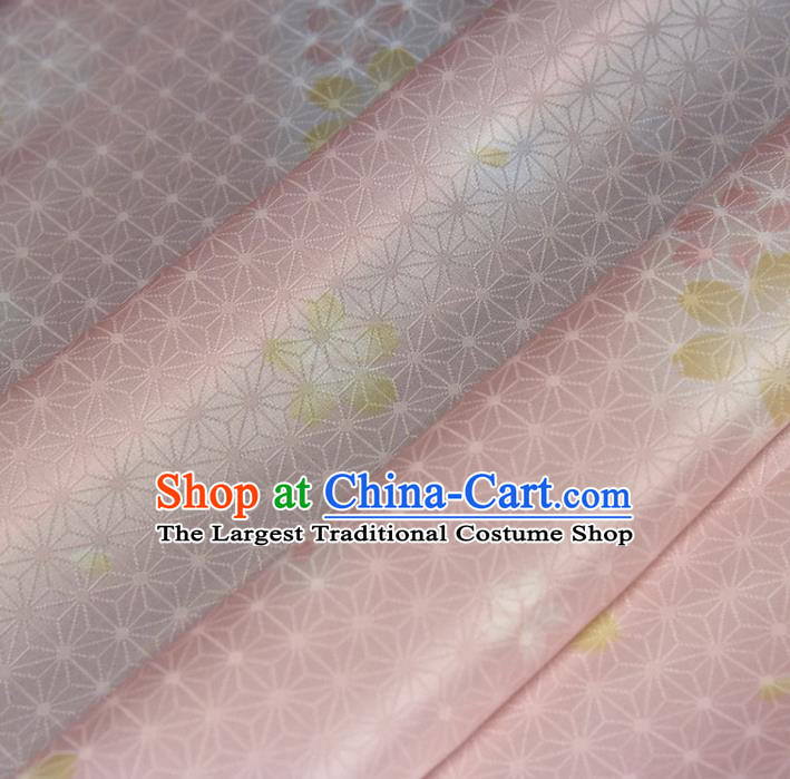 Asian Japan Kimono Pink Brocade Tapestry Traditional Hanfu Dress Classical Sakura Pattern Silk Fabric