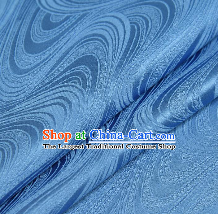 Asian Japan Kimono Classical Flow Water Pattern Brocade Tapestry Traditional Hanfu Dress Blue Silk Fabric