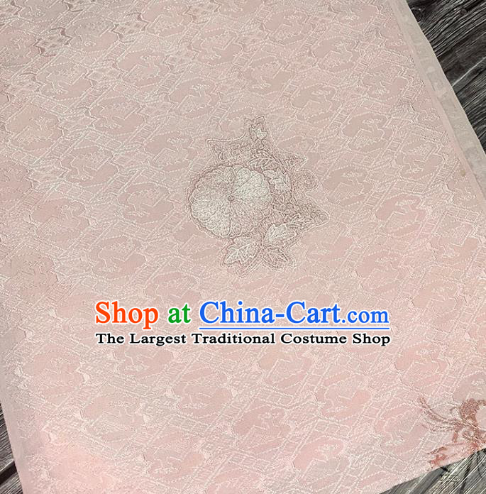Traditional Japanese Pure Silk Fabric Asian Japan Kimono Embroidered Pattern Pink Brocade Material