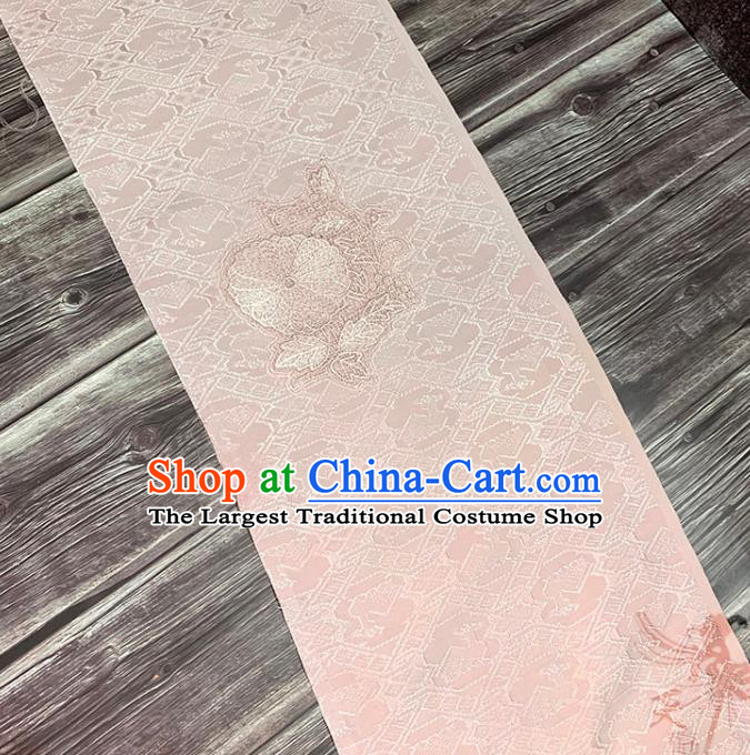 Traditional Japanese Pure Silk Fabric Asian Japan Kimono Embroidered Pattern Pink Brocade Material