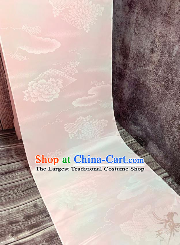 Asian Japan Iromuji Kimono Brocade Fabric Traditional Hanfu Dress Classical Chrysanthemum Pattern Pink Silk