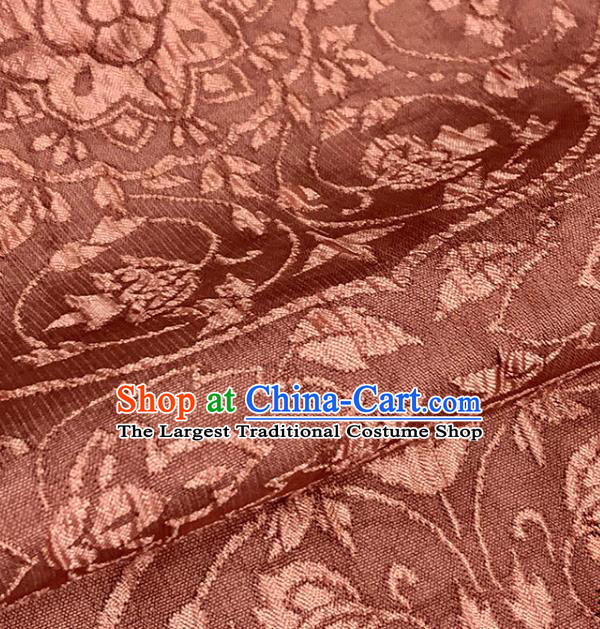 Traditional Japanese Kimono Belt Pure Silk Fabric Asian Japan Brownish Red Brocade Material