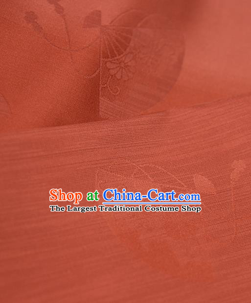Traditional Japanese Kimono Nishijin Pure Silk Fabric Asian Japan Jacinth Brocade Material