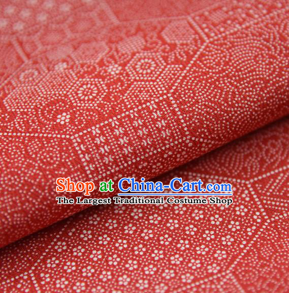 Asian Japan Kimono Sakura Pattern Brocade Fabric Traditional Hanfu Dress Red Silk Cloth