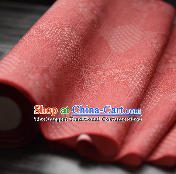 Asian Japan Kimono Sakura Pattern Brocade Fabric Traditional Hanfu Dress Red Silk Cloth