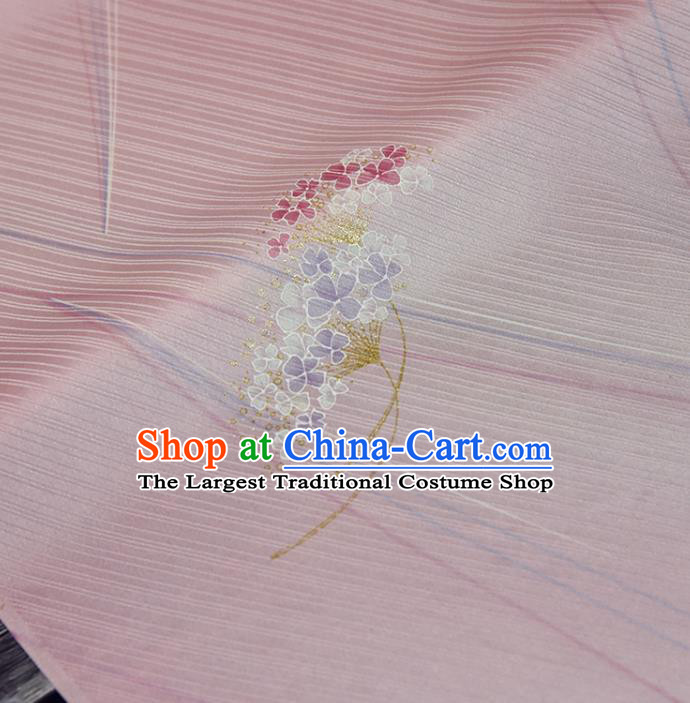 Traditional Japanese Hydrangea Pattern Pure Silk Fabric Asian Japan Kimono Pink Brocade Material