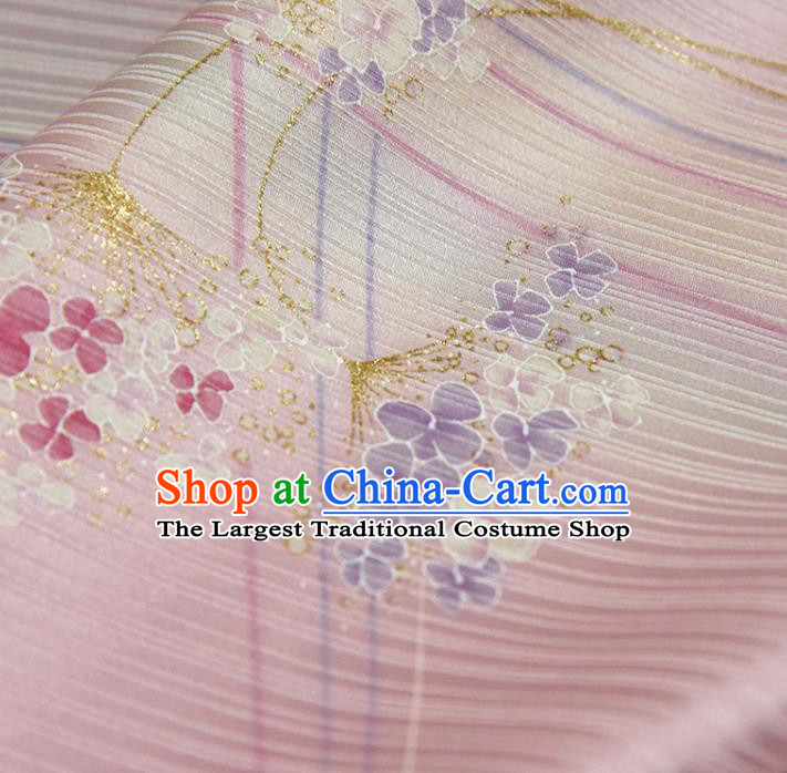 Traditional Japanese Hydrangea Pattern Pure Silk Fabric Asian Japan Kimono Pink Brocade Material