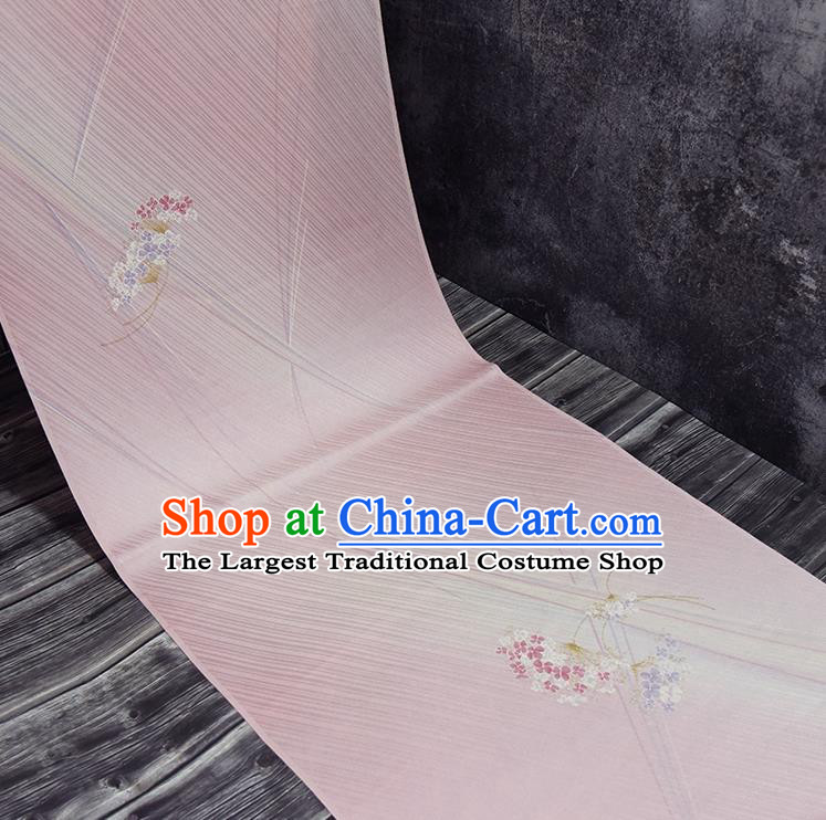 Traditional Japanese Hydrangea Pattern Pure Silk Fabric Asian Japan Kimono Pink Brocade Material