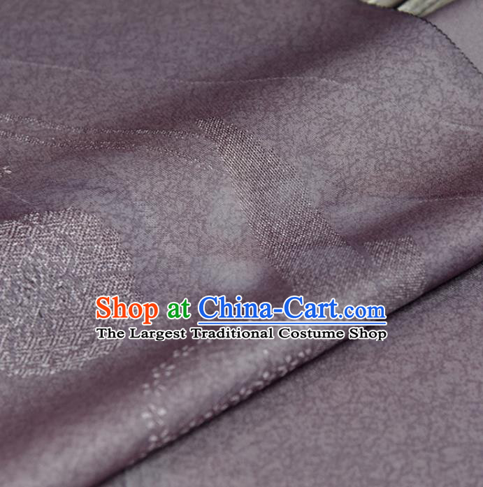 Traditional Japanese Sakura Pattern Pure Silk Fabric Asian Japan Kimono Dark Purple Brocade Material