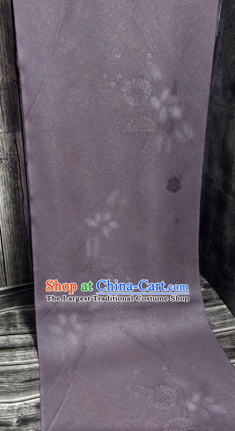 Traditional Japanese Sakura Pattern Pure Silk Fabric Asian Japan Kimono Dark Purple Brocade Material