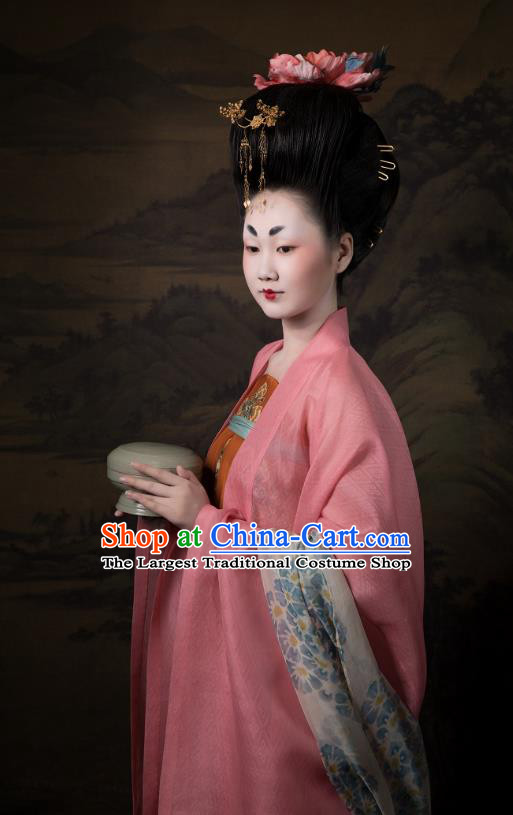China Traditional Tang Dynasty Imperial Consort Historical Clothing Ancient Court Woman Hanfu Dress Costumes Full Set