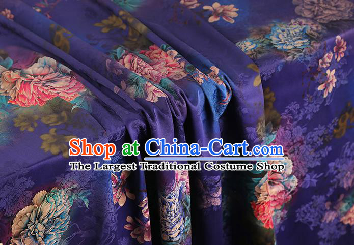 Asian Gambiered Guangdong Gauze China Classical Peony Pattern Purple Silk Fabric Traditional Cheongsam Brocade