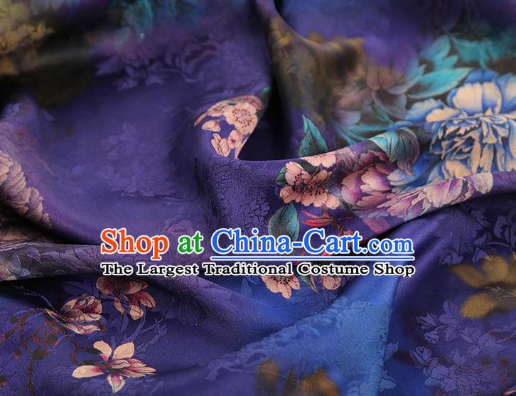 Asian Gambiered Guangdong Gauze China Classical Peony Pattern Purple Silk Fabric Traditional Cheongsam Brocade