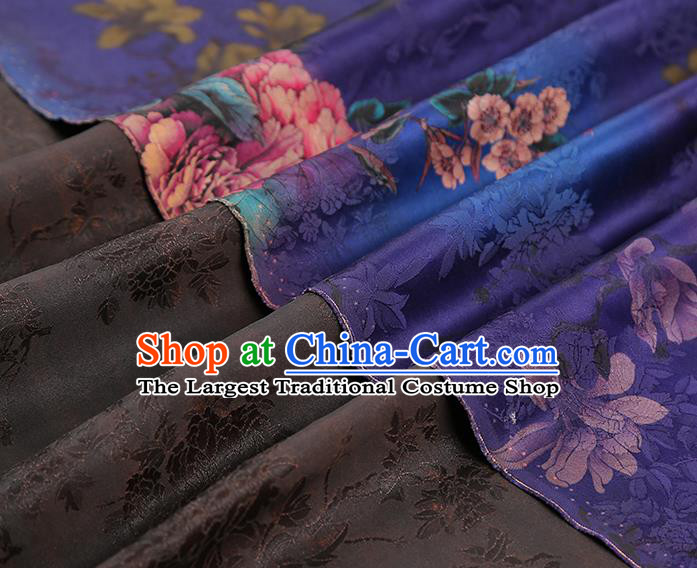 Asian Gambiered Guangdong Gauze China Classical Peony Pattern Purple Silk Fabric Traditional Cheongsam Brocade