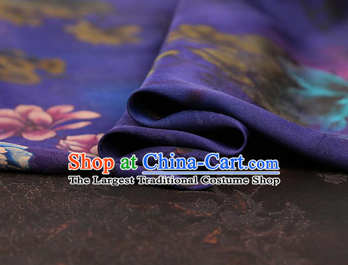 Asian Gambiered Guangdong Gauze China Classical Peony Pattern Purple Silk Fabric Traditional Cheongsam Brocade
