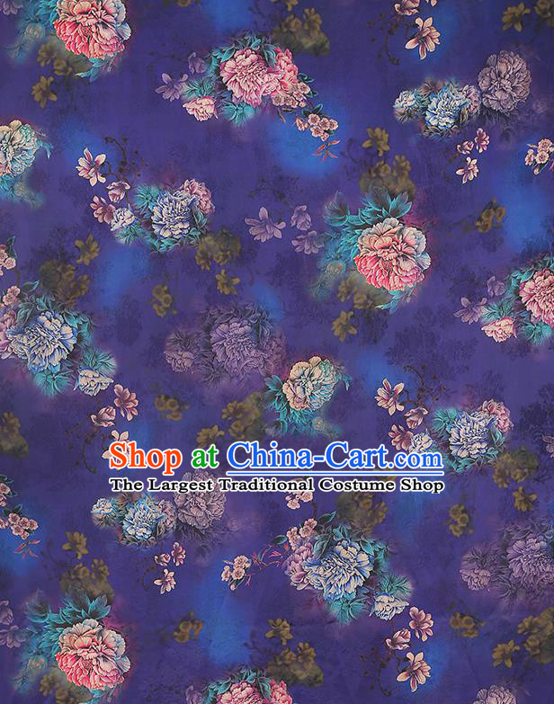 Asian Gambiered Guangdong Gauze China Classical Peony Pattern Purple Silk Fabric Traditional Cheongsam Brocade