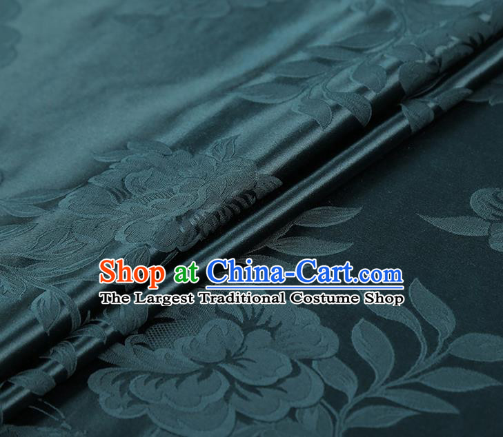 China Traditional Brocade Fabric Asian Cheongsam Gambiered Guangdong Gauze Jacquard Atrovirens Silk Fabric