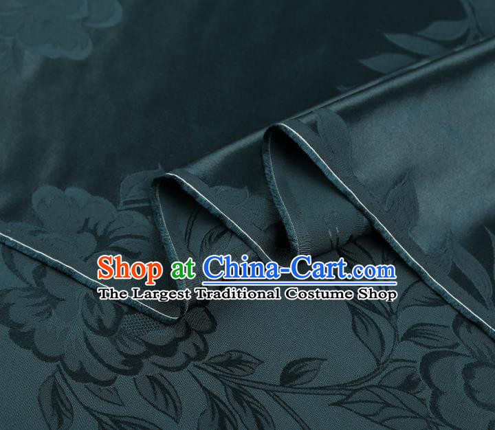 China Traditional Brocade Fabric Asian Cheongsam Gambiered Guangdong Gauze Jacquard Atrovirens Silk Fabric