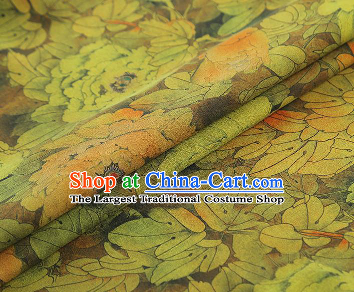 China Traditional Qipao Dress Gambiered Guangdong Gauze Classical Ginger Silk Fabric