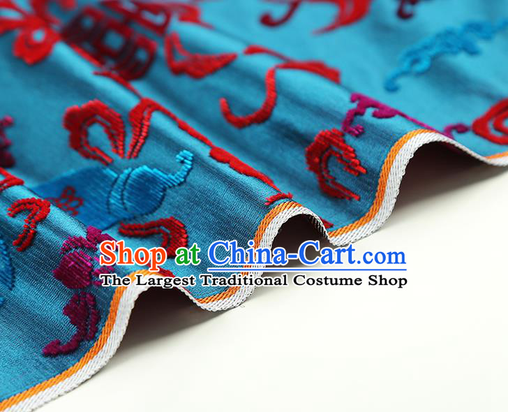 China Classical Qipao Dress Jacquard Silk Fabric Traditional Lucky Pattern Blue Brocade