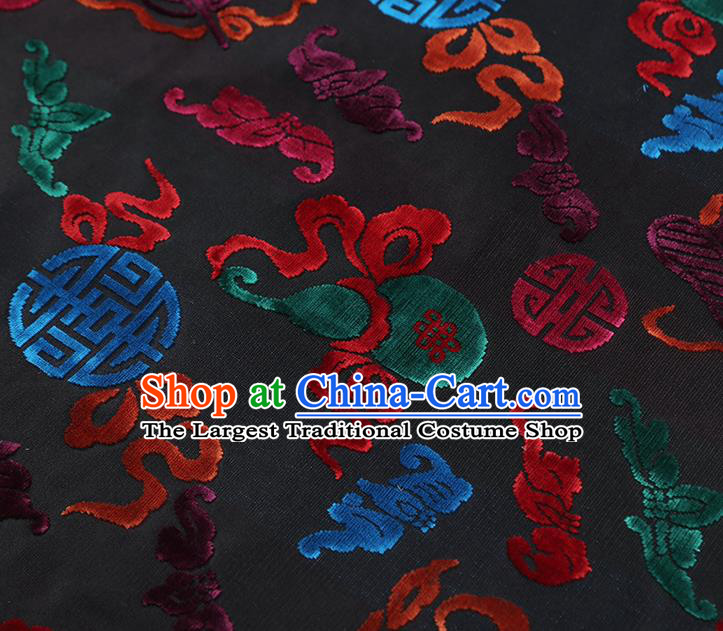 China Classical Qipao Dress Silk Fabric Traditional Lucky Pattern Black Brocade Jacquard Cloth