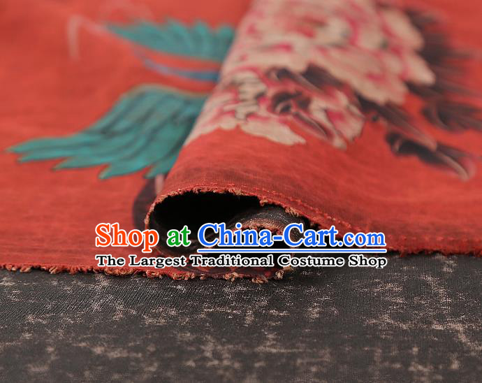 China Traditional Peony Pattern Red Silk Fabric Classical Qipao Dress Gambiered Guangdong Gauze Drapery