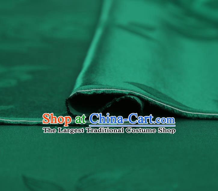China Traditional Deep Green Silk Fabric Cheongsam Gambiered Guangdong Gauze Asian Jacquard Fabric