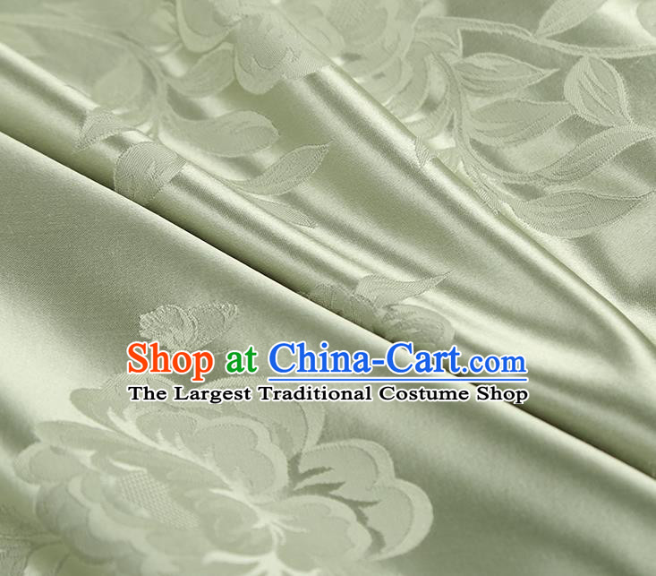 Asian Jacquard Fabric China Traditional Light Green Silk Fabric Cheongsam Gambiered Guangdong Gauze