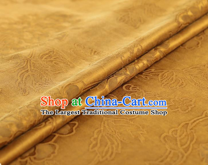China Traditional Jacquard Peony Pattern Gambiered Guangdong Gauze Classical Cheongsam Golden Silk Fabric